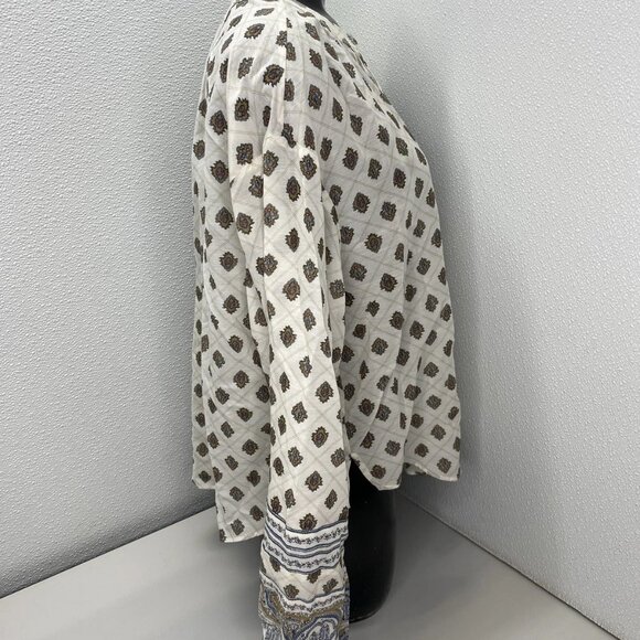 NEW VERONICA BEARD Lollie Paisley Button-Down Blouse – White Dove/Multi – S - Picture 8 of 12